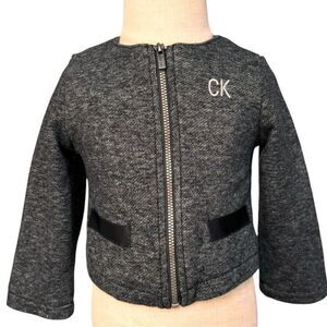 Calvin Klein Baby Girls Long Sleeve Gray CK Logo Sweater Jacket. 18 Months.